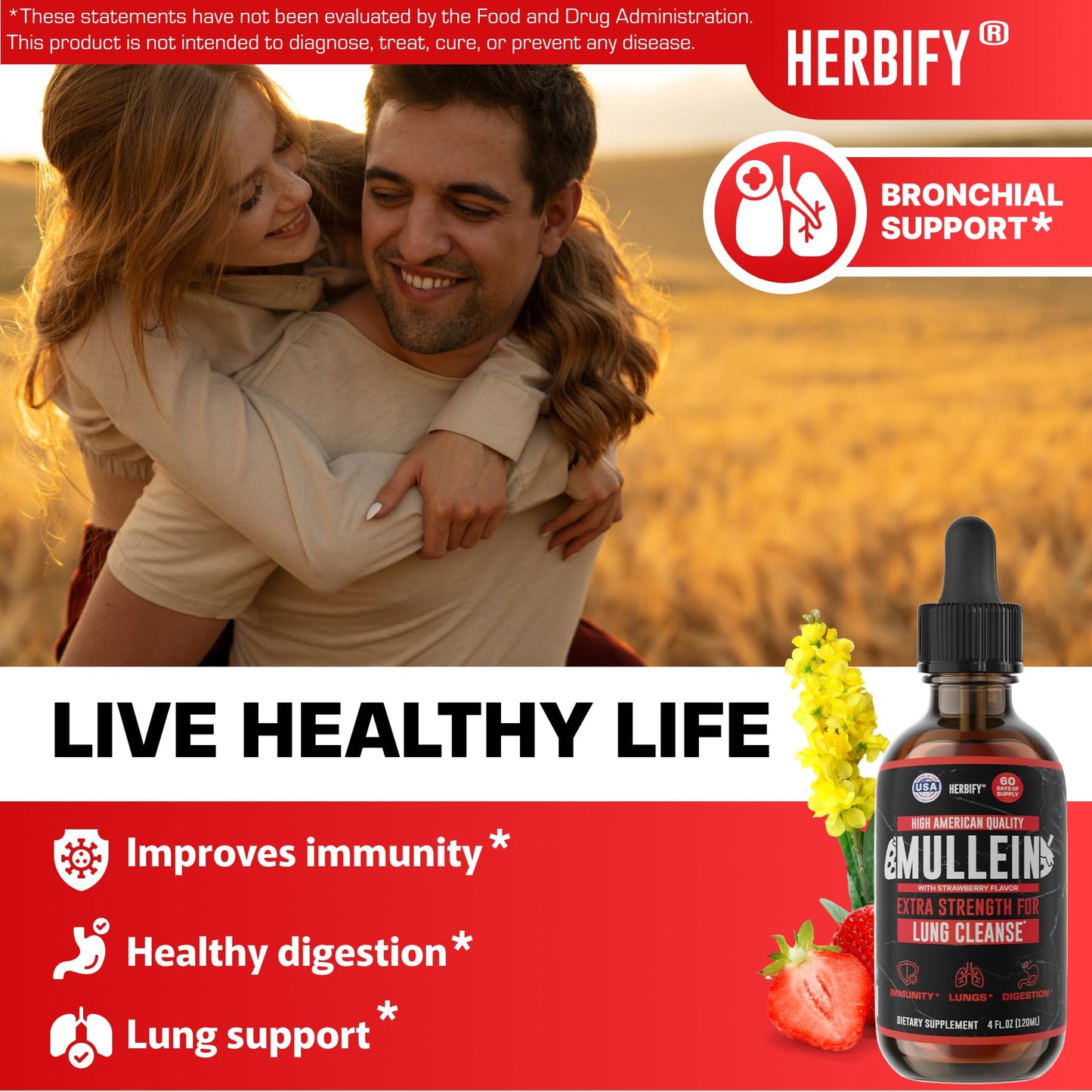 Herbify Mullein Drops – Strawberry 4oz