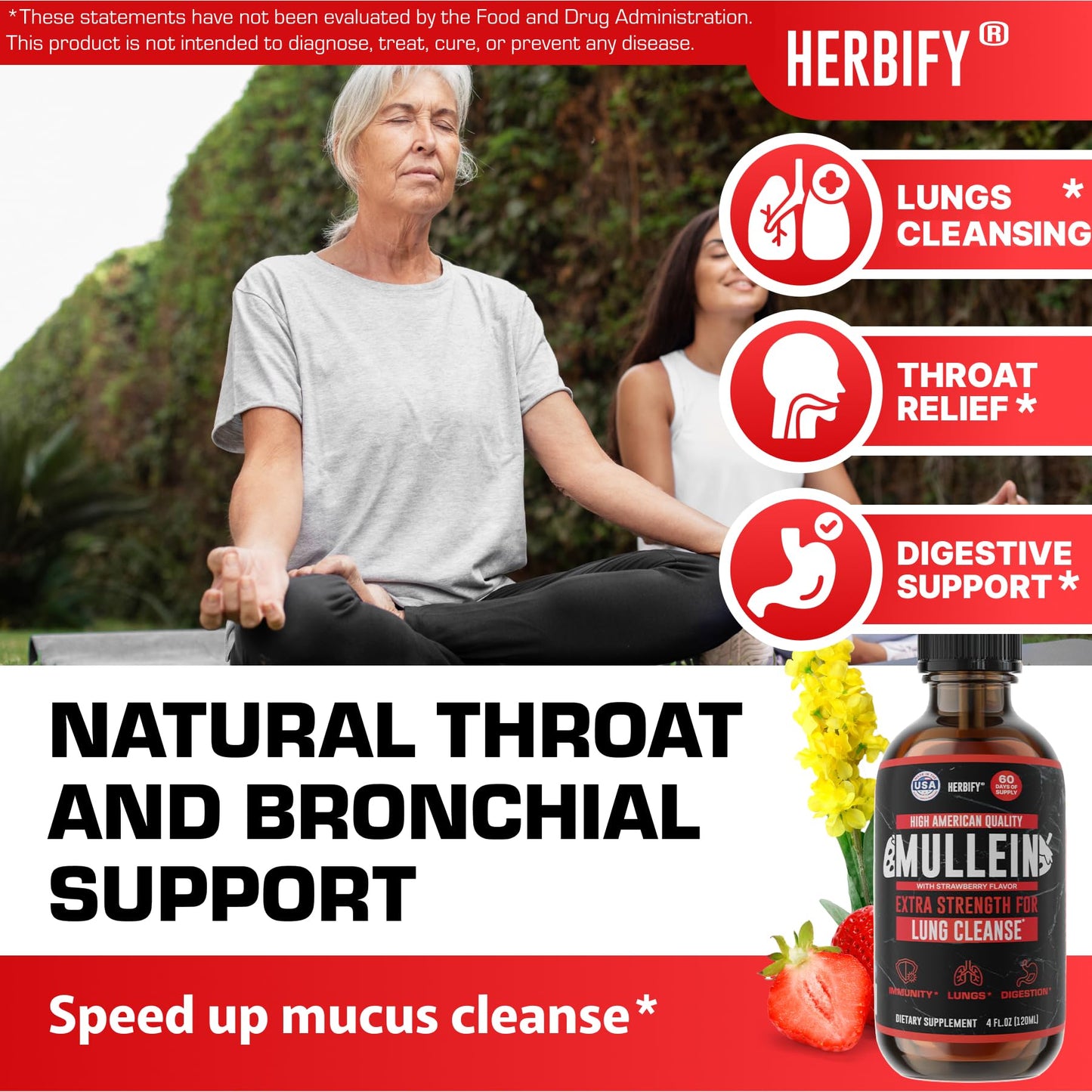 Herbify Mullein Drops – Strawberry 4oz