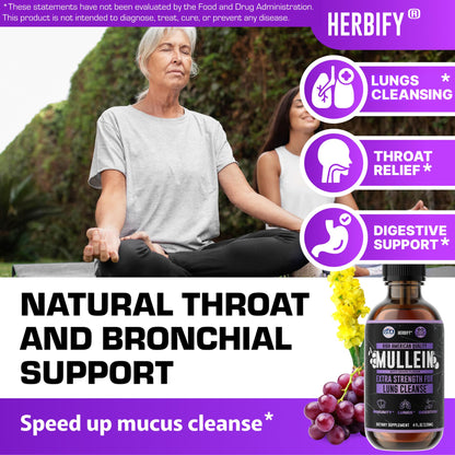 Herbify Mullein Drops Lung & Immune Support 4oz Grape