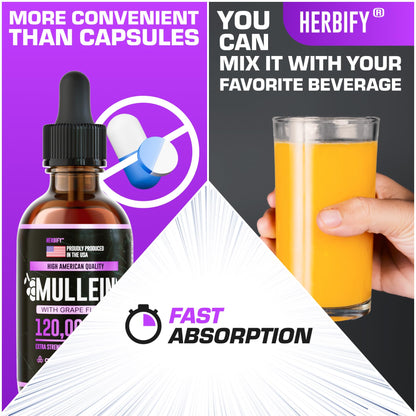 Herbify Mullein Drops Lung & Immune Support 4oz Grape