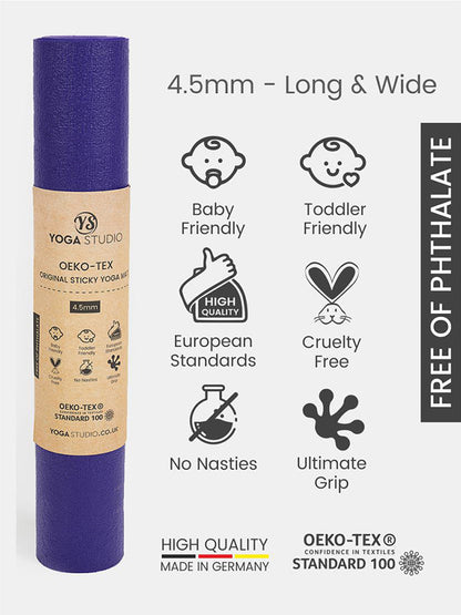 Yoga Studio Oeko-Tex Long & Wide Yoga Mat – Extra Space & Cushioning | 4.5mm