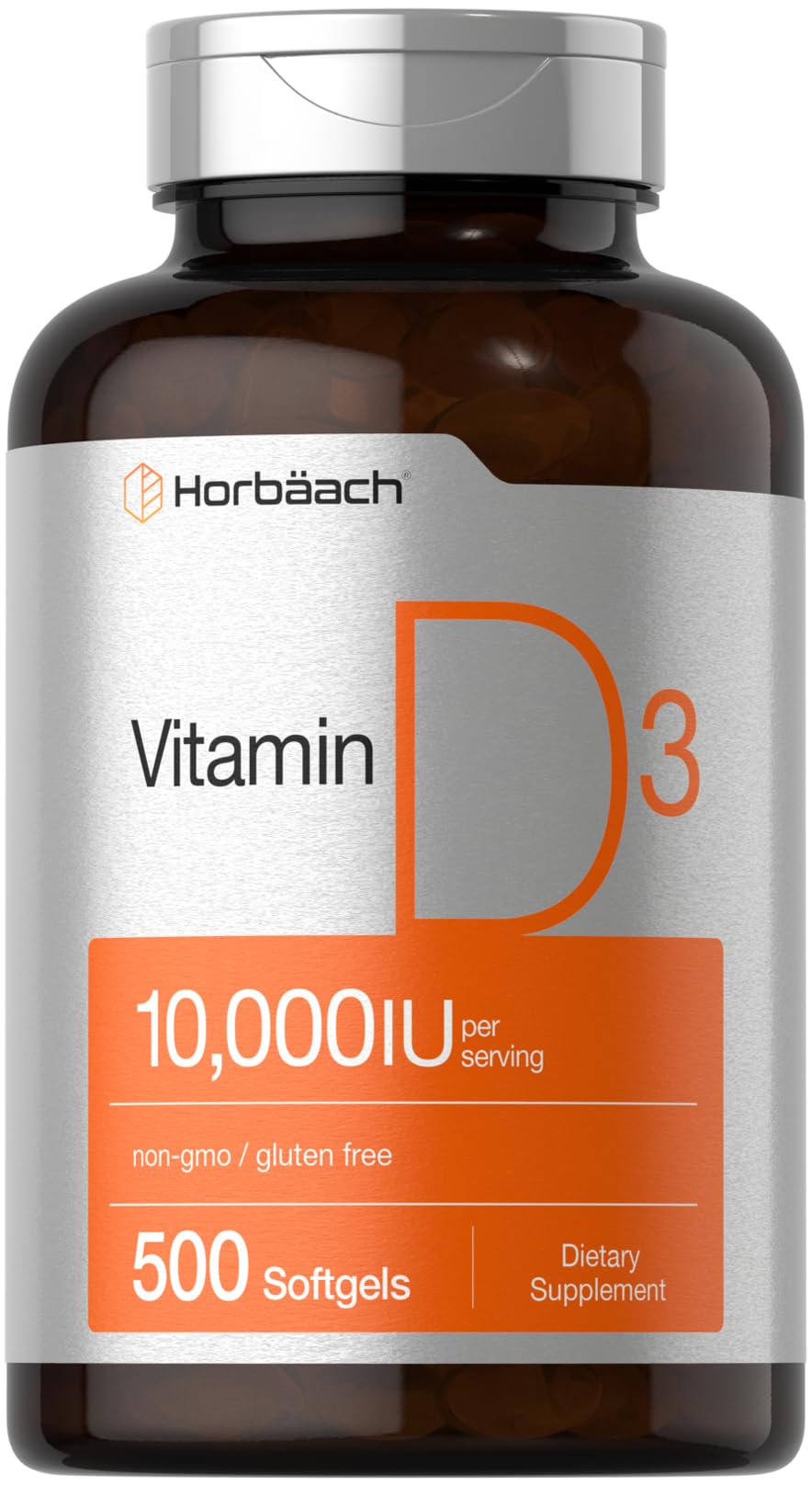 Horbaach Vitamin D3 10,000 IU — 500 Softgels