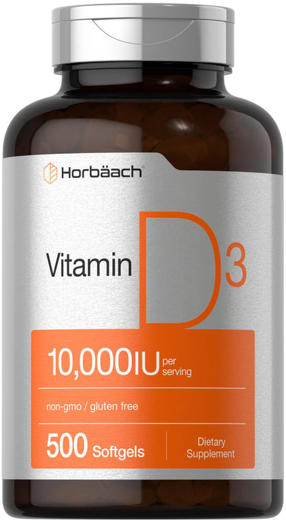 Horbaach Vitamin D3 10,000 IU — 500 Softgels