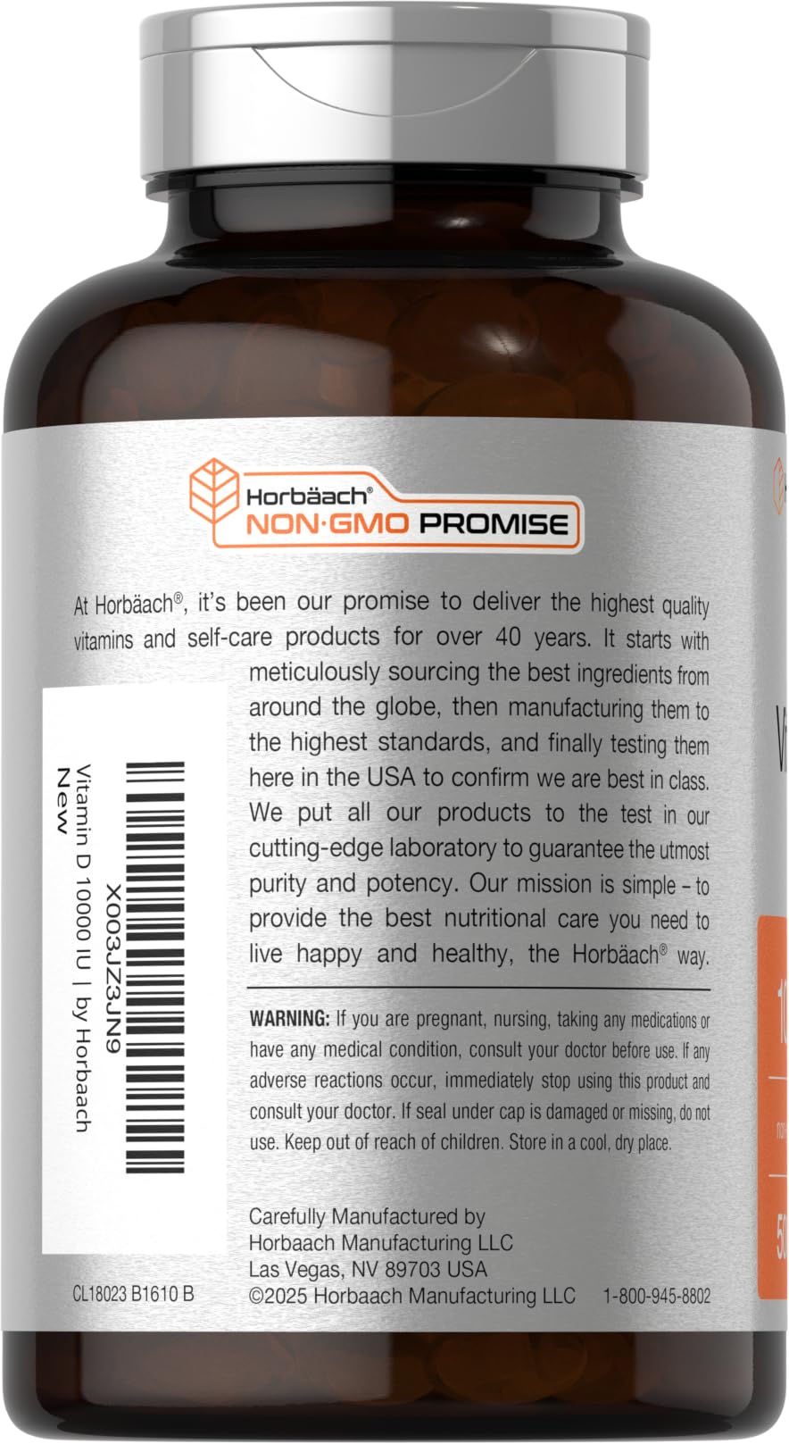 Horbaach Vitamin D3 10,000 IU — 500 Softgels