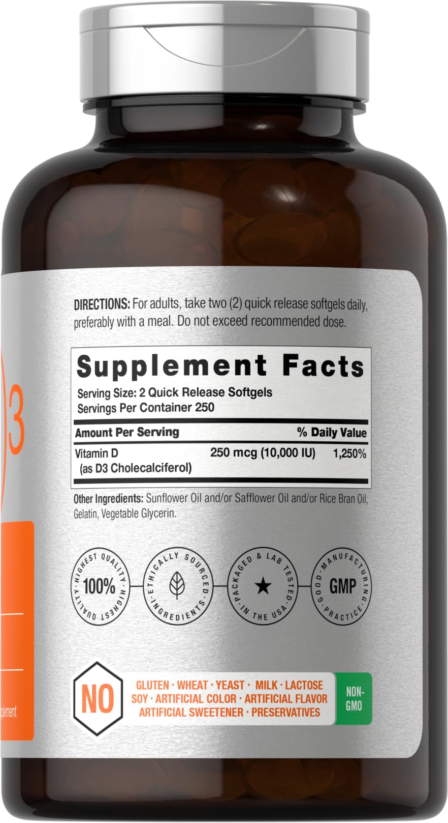 Horbaach Vitamin D3 10,000 IU — 500 Softgels