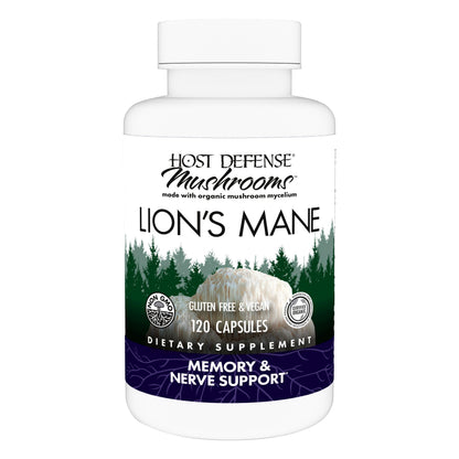 Host Defense Mushrooms Lion's Mane – Brain Health, Focus & Memory (120 Capsules)