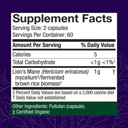 Host Defense Mushrooms Lion's Mane – Brain Health, Focus & Memory (120 Capsules) - Calm Era