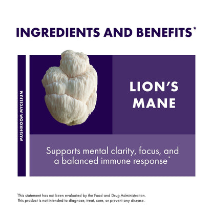 Host Defense Mushrooms Lion's Mane – Brain Health, Focus & Memory (120 Capsules) - Calm Era