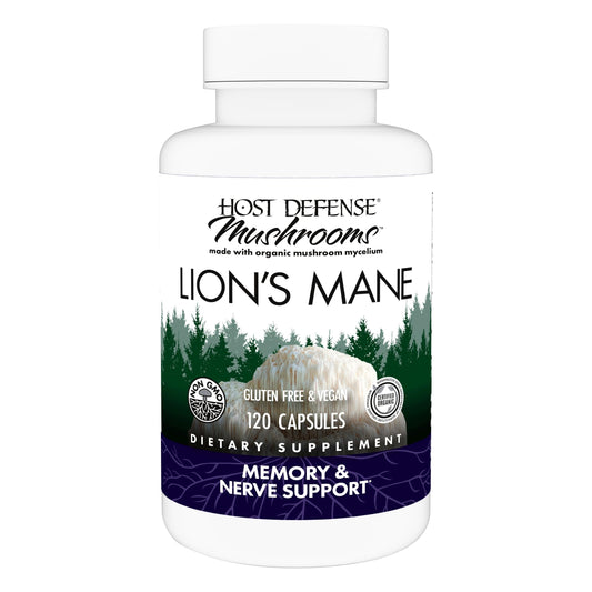 Host Defense Mushrooms Lion's Mane – Brain Health, Focus & Memory (120 Capsules) - Calm Era