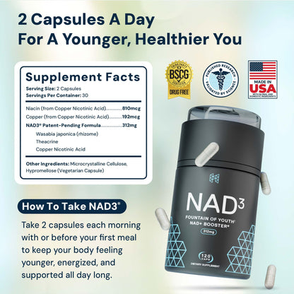 HPN NAD3 Clinical NAD+ Booster 120ct 60-Day Supply