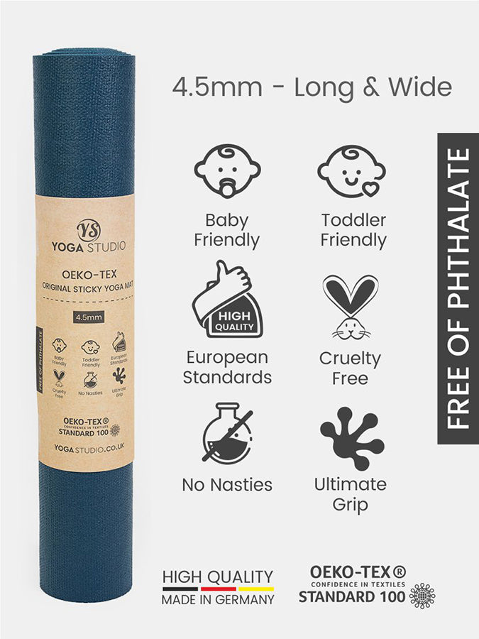 Yoga Studio Oeko-Tex Long & Wide Yoga Mat – Extra Space & Cushioning | 4.5mm