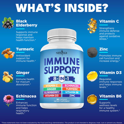 New Age 8-in-1 Immune Support Capsules – 5 Pack