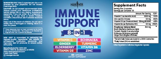 New Age 8-in-1 Immune Support Capsules – 5 Pack