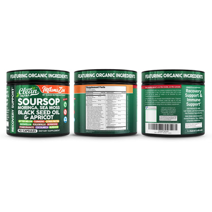 Clean Nutra Soursop Supplement with Moringa, Sea Moss & Berberine 90ct