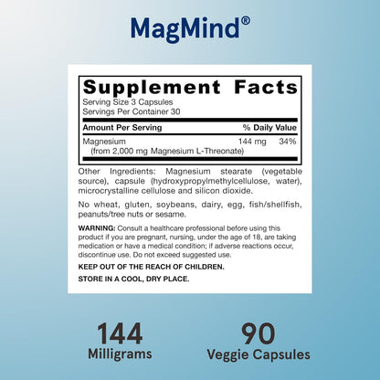 Jarrow Formulas MagMind with Magtein – 90 Capsules | Brain Health & Memory Support (30 Servings)