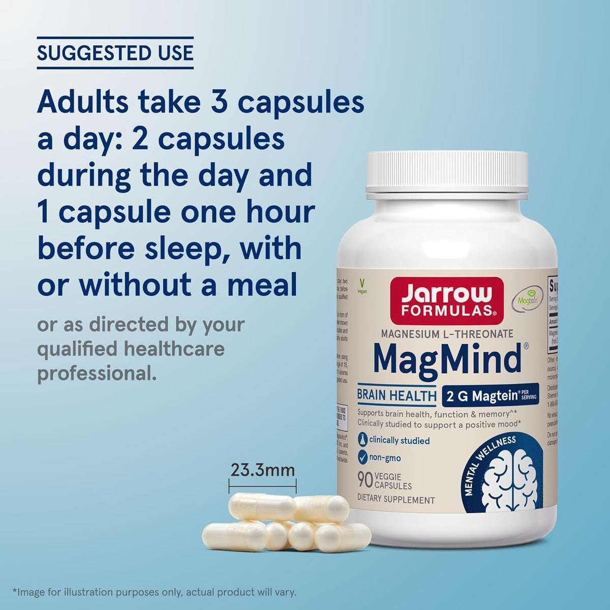 Jarrow Formulas MagMind with Magtein – 90 Capsules | Brain Health & Memory Support (30 Servings) - Calm Era
