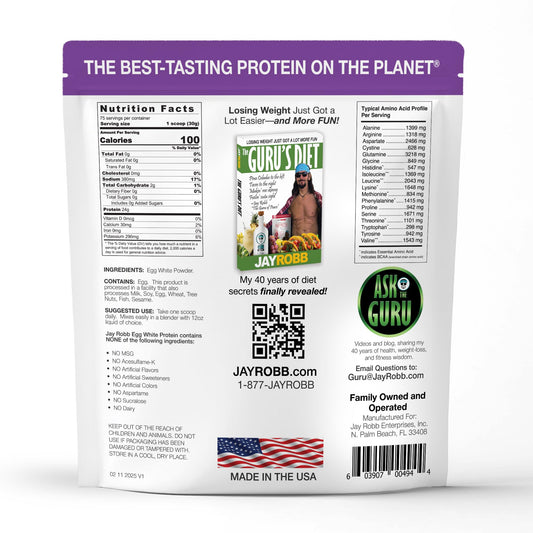 JAYROBB Unflavored Egg White Protein – 5lb | 24g Protein per Serving