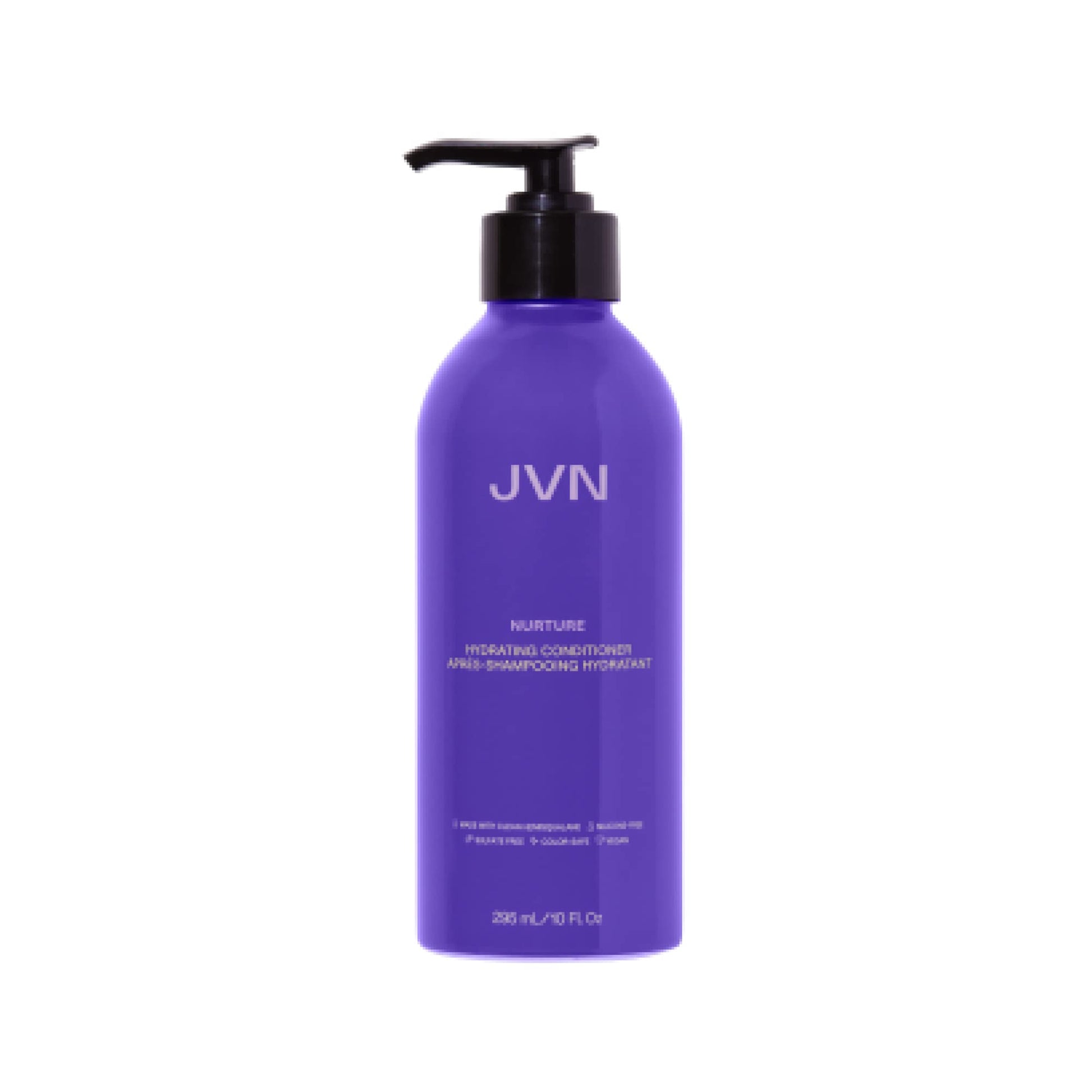 Purple bottle of JVN conditioner on a white background