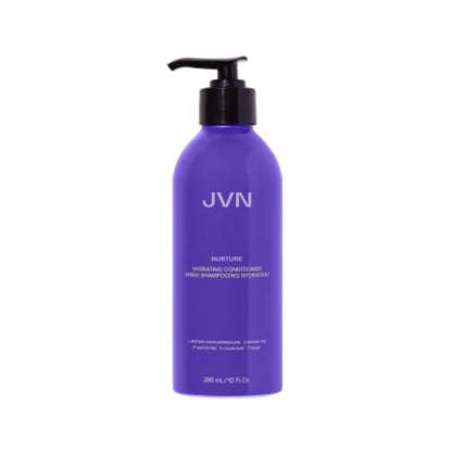 Purple bottle of JVN conditioner on a white background