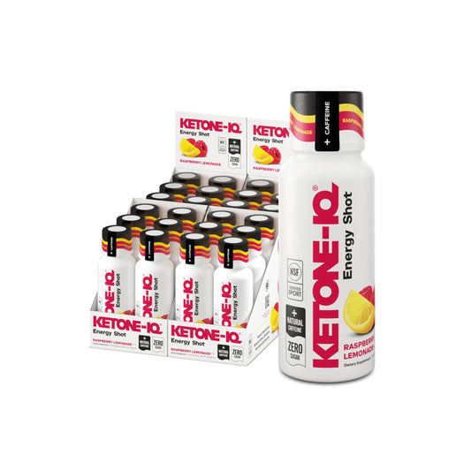 Ketone-IQ Bebidas energéticas de cetona - 24 unidades de frambuesa limonada para llevar, 100 mg de cafeína de té verde