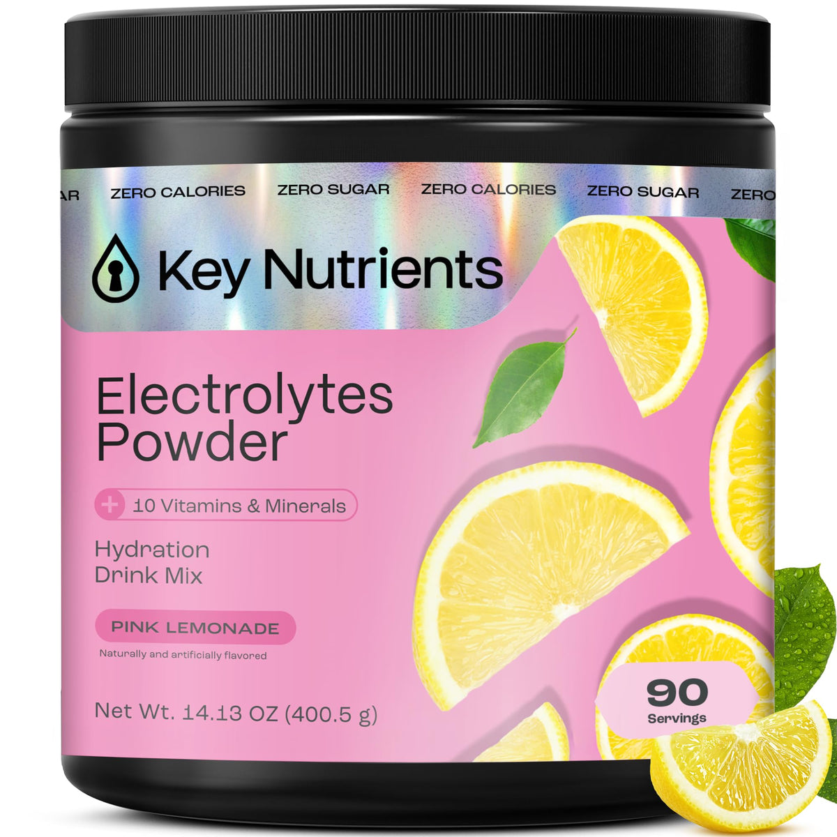 KEY NUTRIENTS Pink Lemonade Electrolyte Powder – No Sugar, 90 Servings, Hydration & Endurance, Made in USA - Calm Era