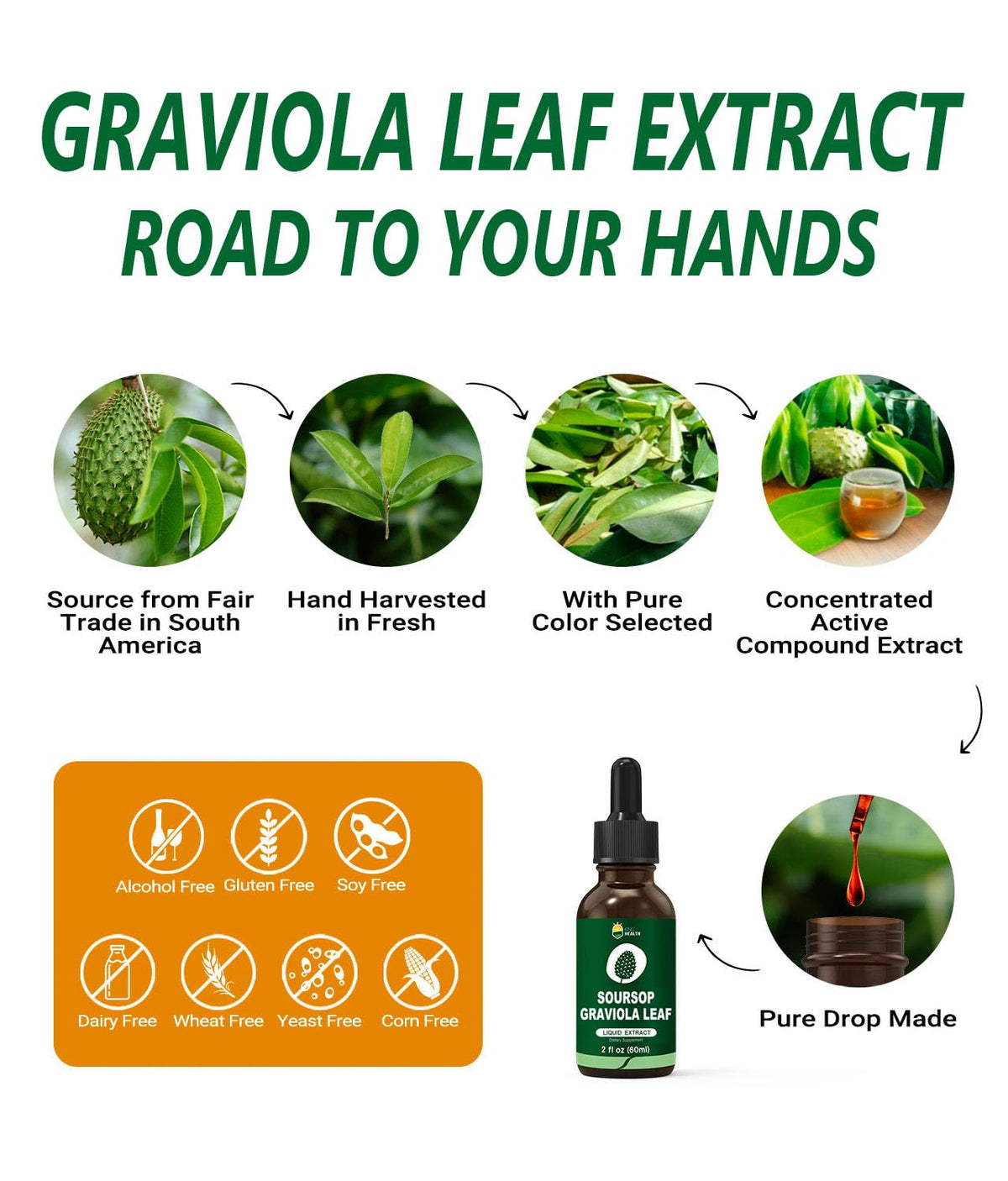 KingHealth Organic Soursop Graviola Leaf Extract Drops — 2oz - Calm Era