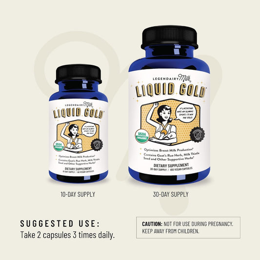 Legendairy Milk Liquid Gold Apoyo para la Lactancia – Galega, Cardo Mariano, Shatavari, Hinojo, Alfalfa y Anís Ecológicos | 60 unidades (paquete de 3)