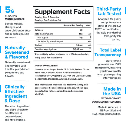 Legion Creatine Monohydrate Gummies – Blue Raspberry | 30 Servings