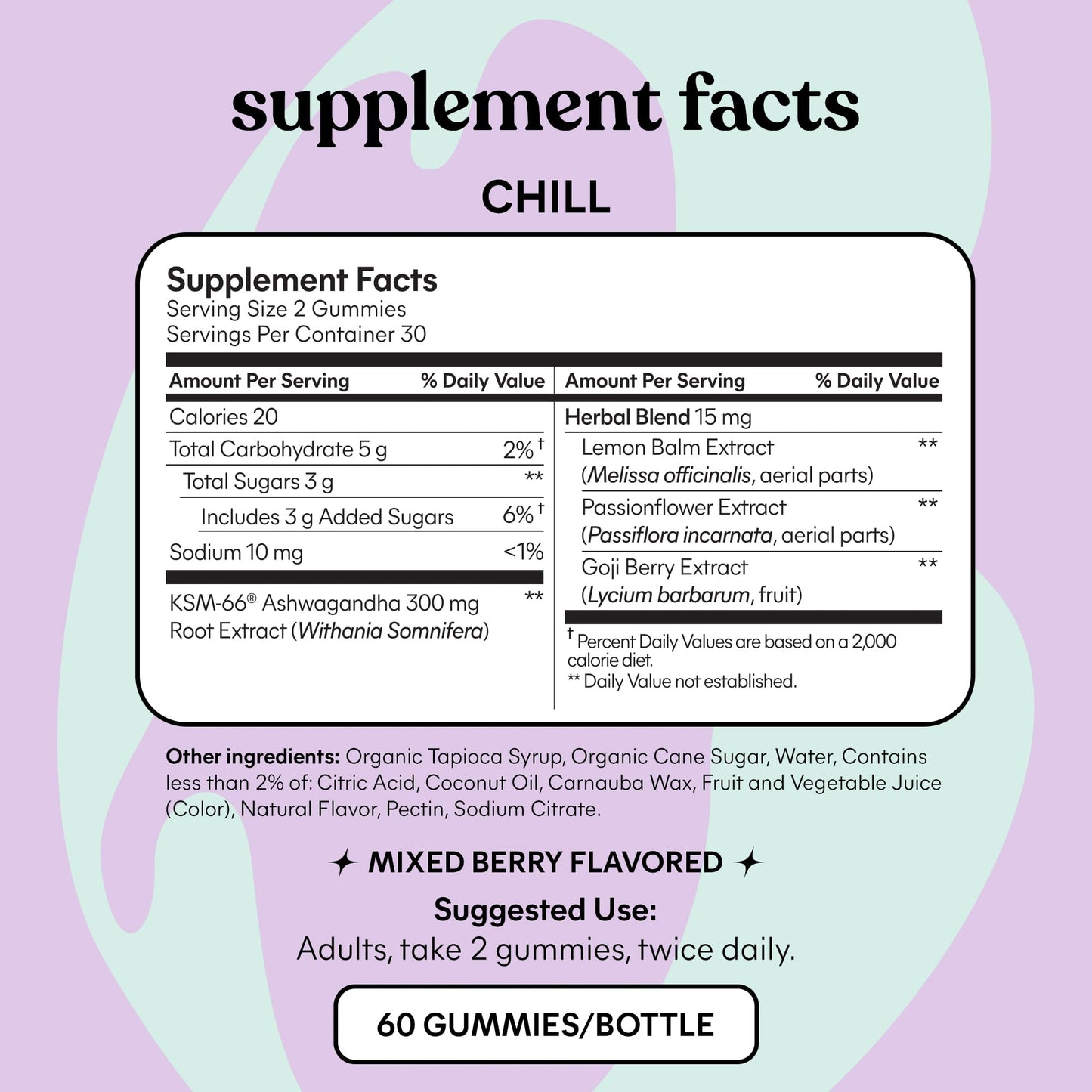 Lemme Chill Stress Relief Gummies – 300mg KSM-66 Ashwagandha | Gluten-Free, Non-GMO | Mixed Berry | 60 Count