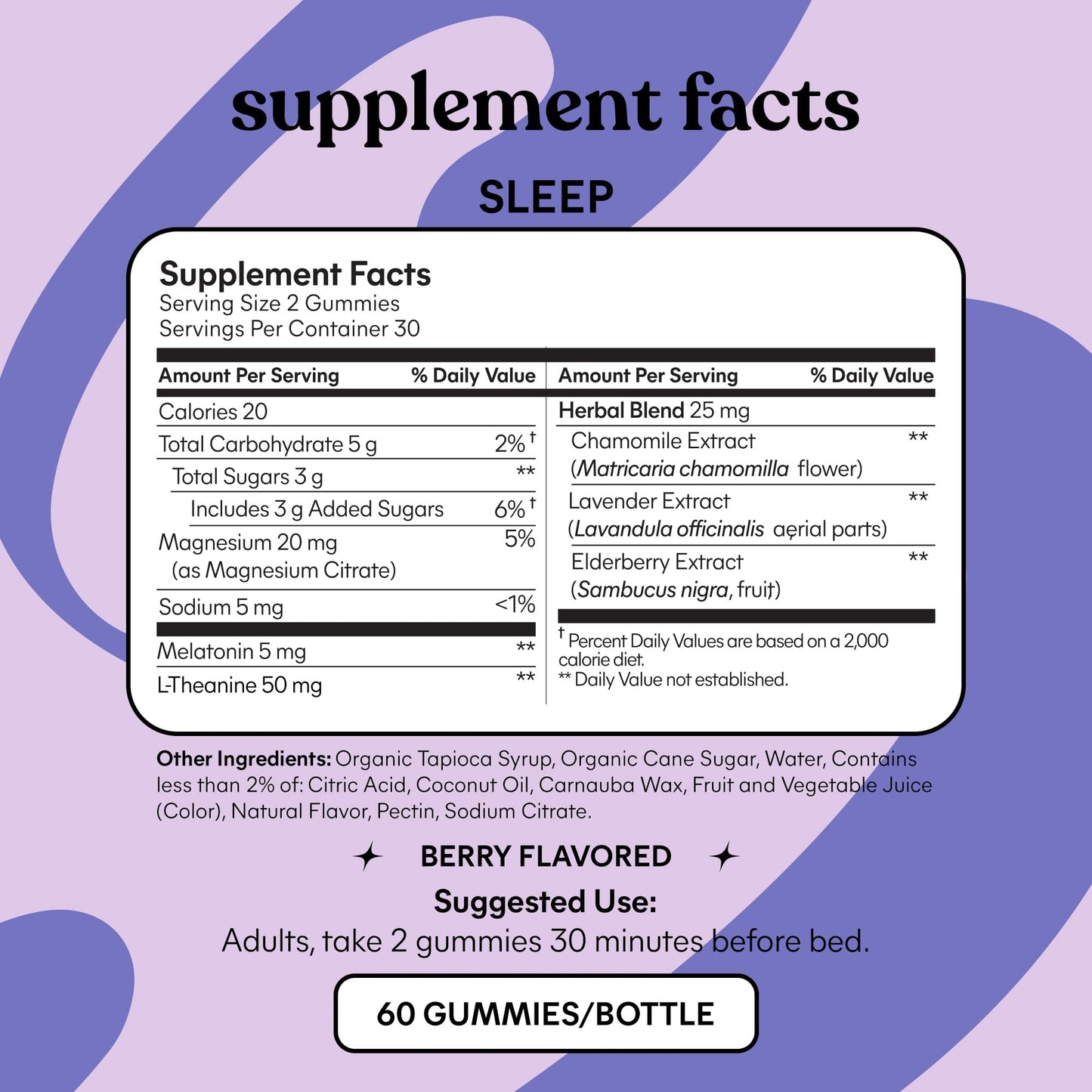Lemme Sleep Gummies – 5mg Melatonin, Magnesium & L-Theanine Berry 60 Count