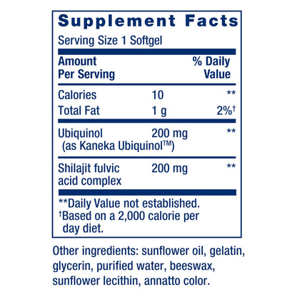 Life Extension Super Ubiquinol CoQ10 with Shilajit – 200 mg, Enhanced Mitochondrial Support | Gluten-Free, Non-GMO