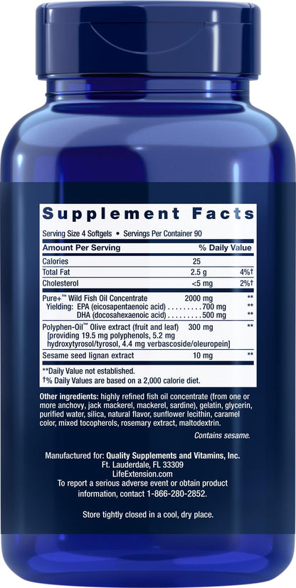 Life Extension Super Omega-3 – Sesame Lignans & Olive Extract | 360 Softgels × 2