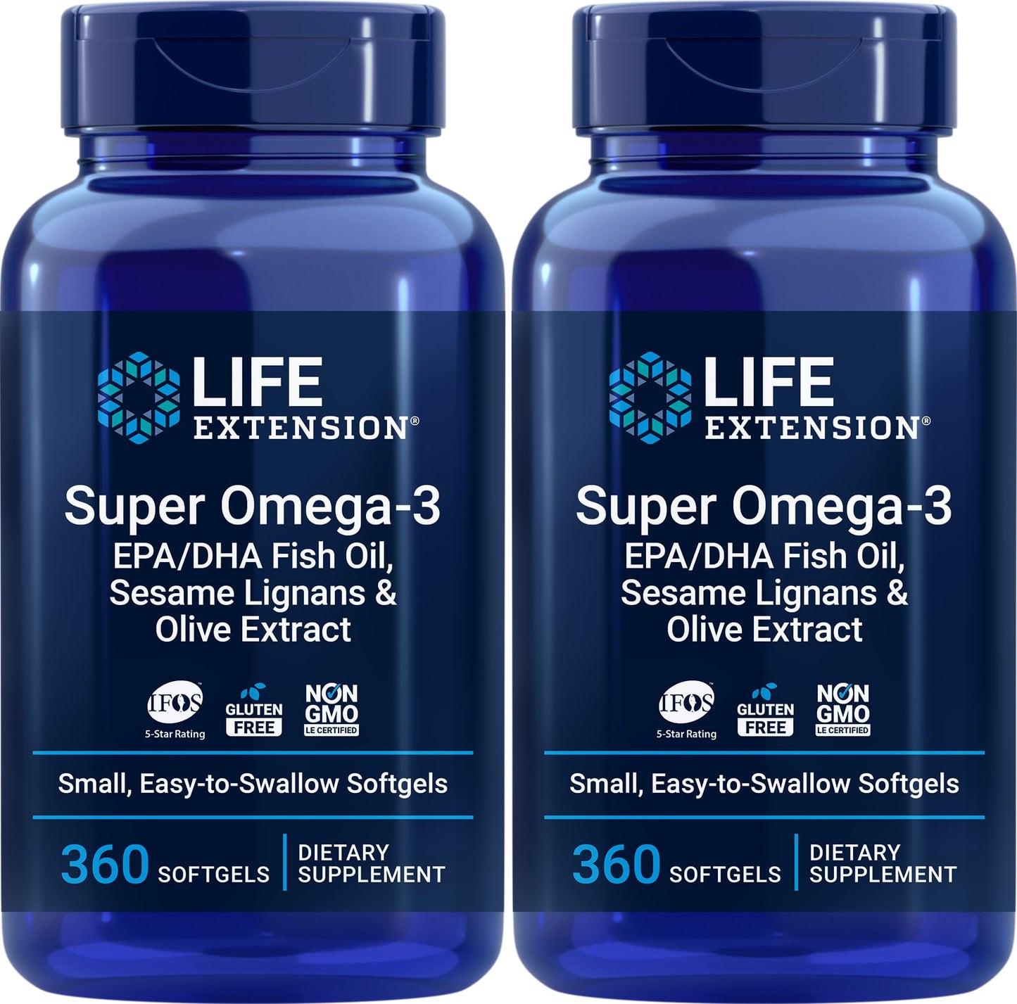 Life Extension Super Omega-3 – Sesame Lignans & Olive Extract | 360 Softgels × 2