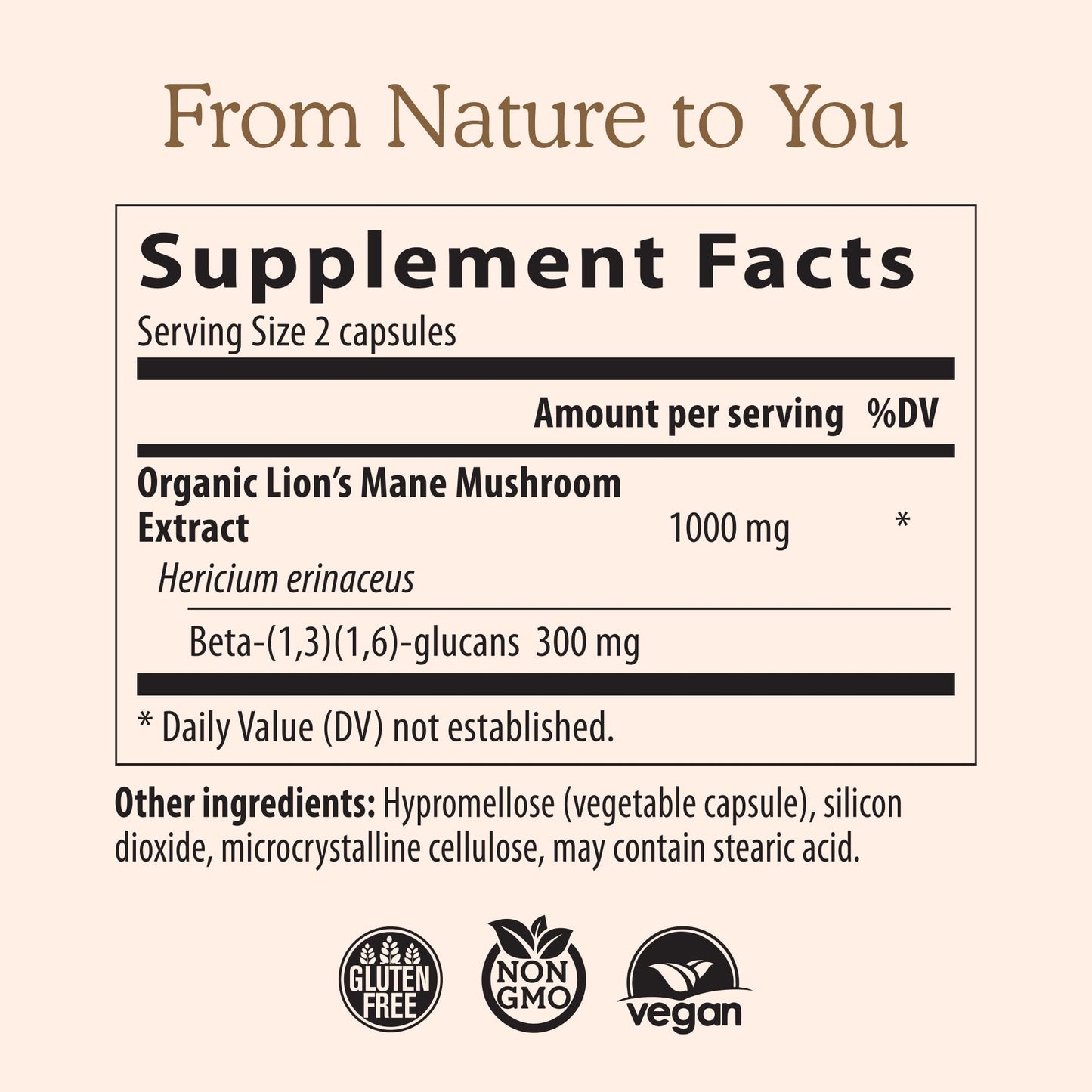 Real Mushrooms Lion's Mane Capsules 300ct | Organic USDA Beta-Glucan Rich