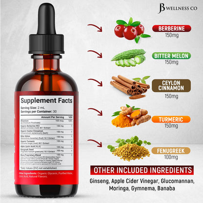 Liposomal Berberine & Ceylon Cinnamon Liquid Drops with Moringa 4oz