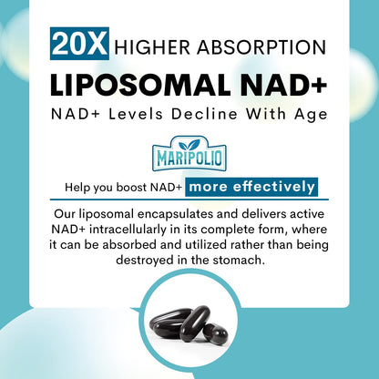 Liposomal NAD+ Supplement 1000mg – Max Absorption | Energy & DNA Repair | 120 Softgels