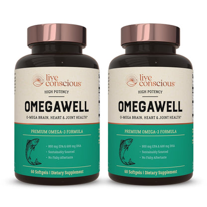 Live Conscious OmegaWell Fish Oil 800mg EPA 600mg DHA 2-Pack