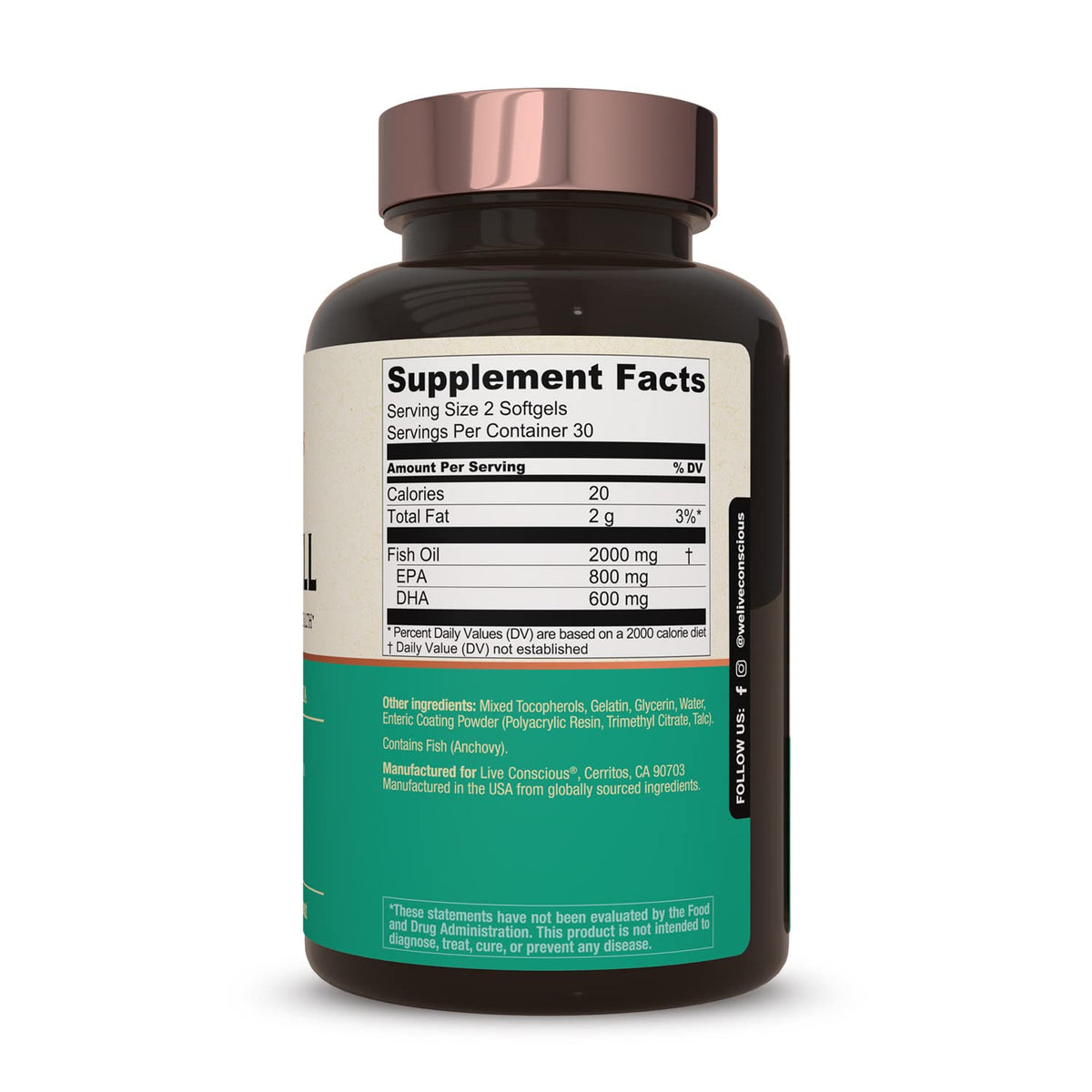 Live Conscious OmegaWell Fish Oil 800mg EPA 600mg DHA 2-Pack - Calm Era