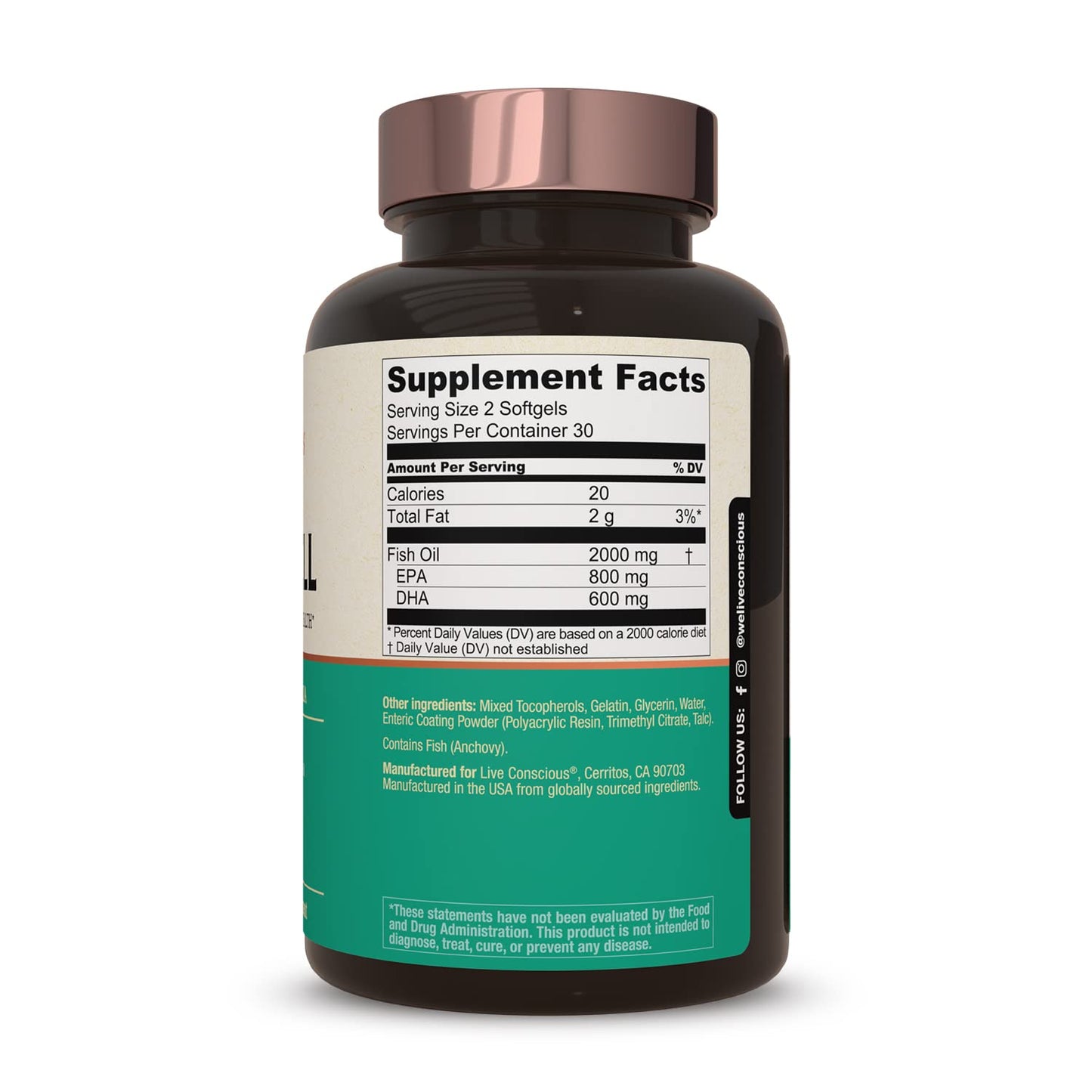 Live Conscious OmegaWell Fish Oil 800mg EPA 600mg DHA 2-Pack