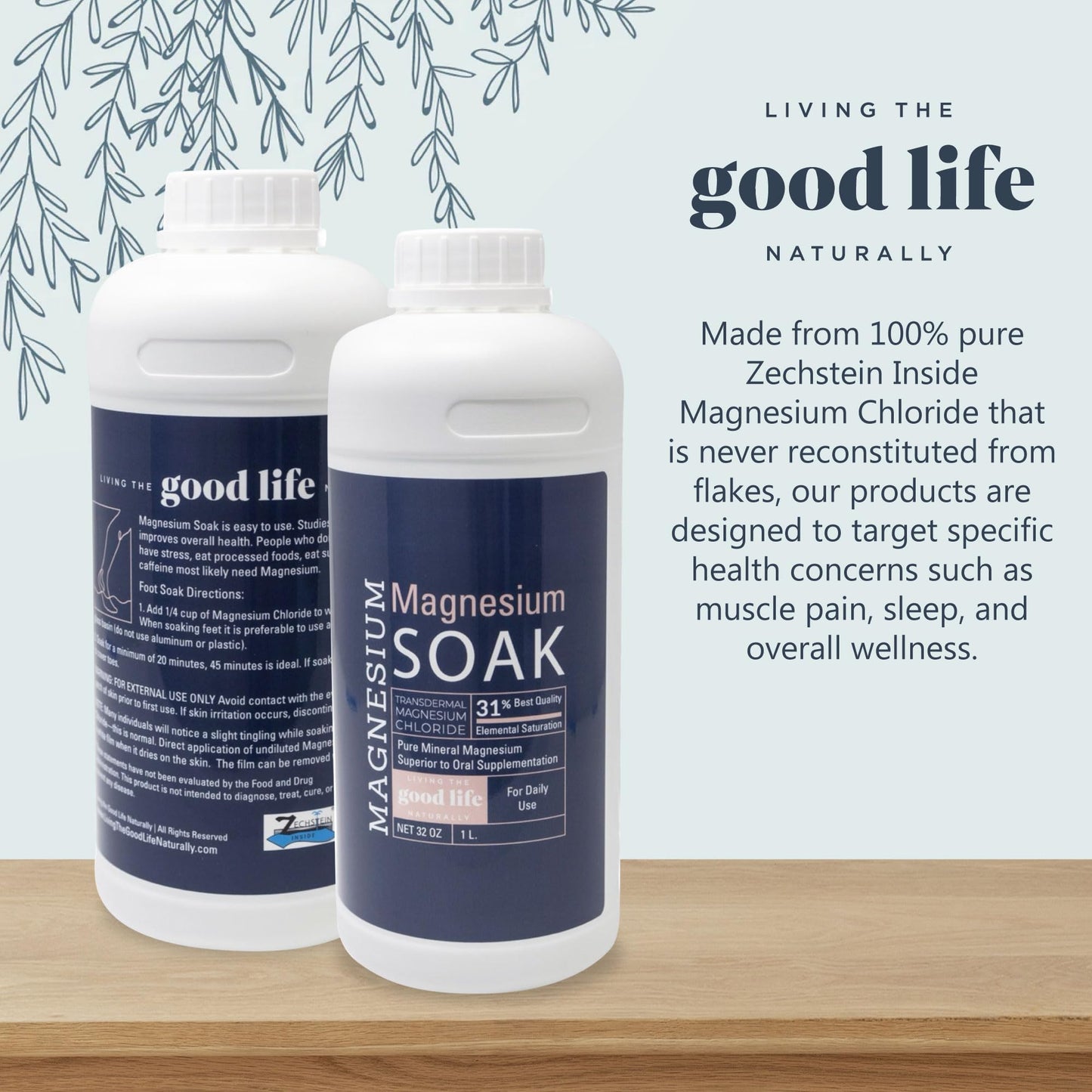 Pure Zechstein Magnesium Oil Bath Soak – Transdermal Magnesium | 32oz