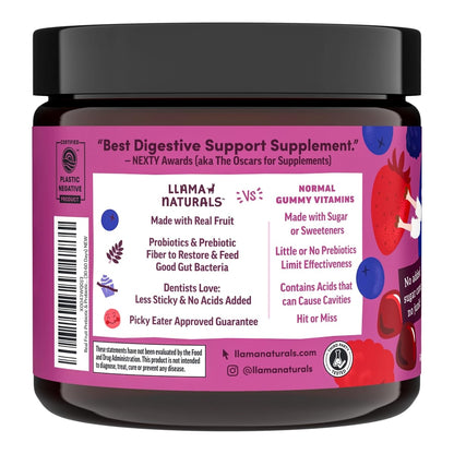 Llama Naturals Kids Probiotic + Prebiotic Gummies – Vegan | 120 Count