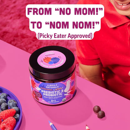 Llama Naturals Kids Probiotic + Prebiotic Gummies – Vegan | 120 Count