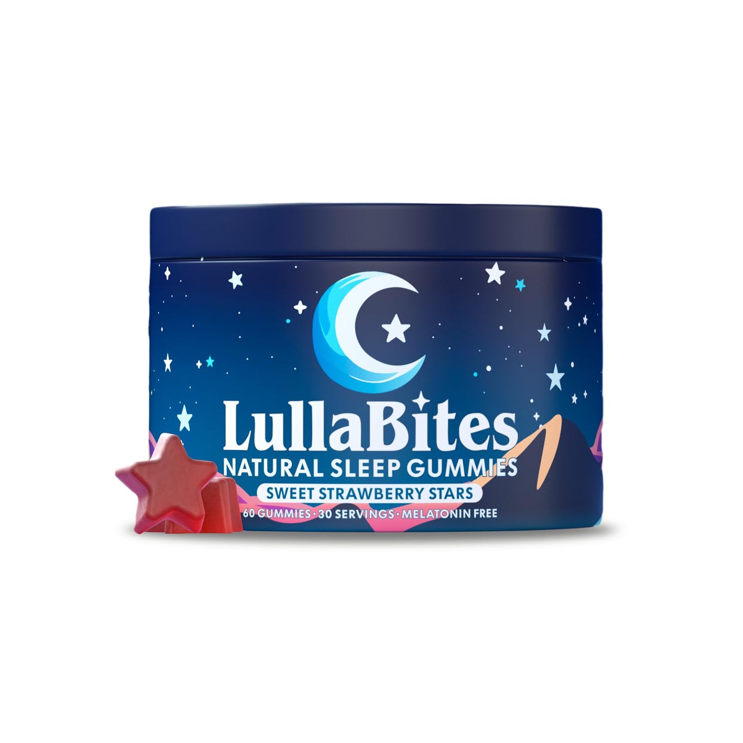 LullaBites Natural Sleep Gummies – Melatonin-Free, 5-HTP & L-Theanine | Vegan & Halal | Strawberry | 60 Gummies