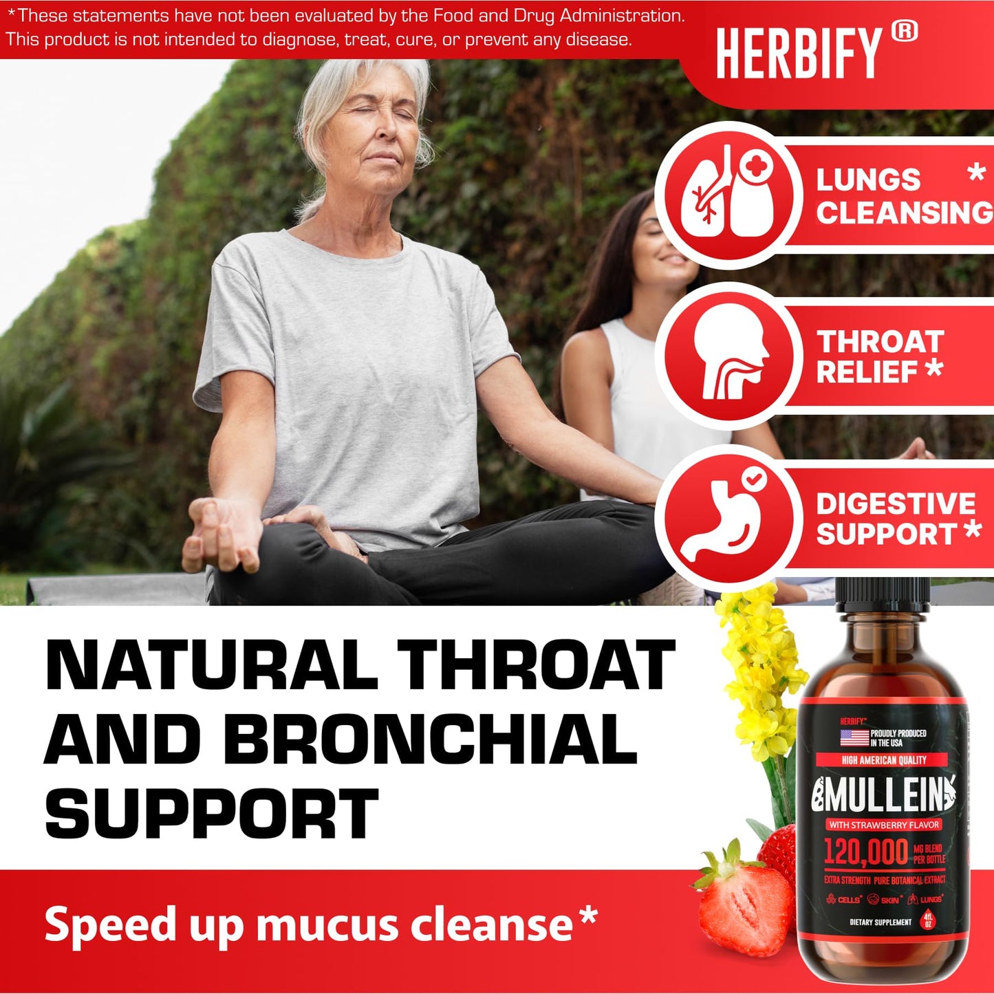 Herbify Mullein Drops – Strawberry 4oz
