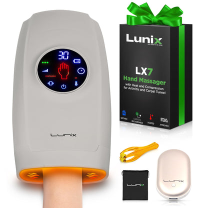 Masajeador de manos Lunix LX7 – Pantalla táctil LCD, compresión de aire con calor, inalámbrico