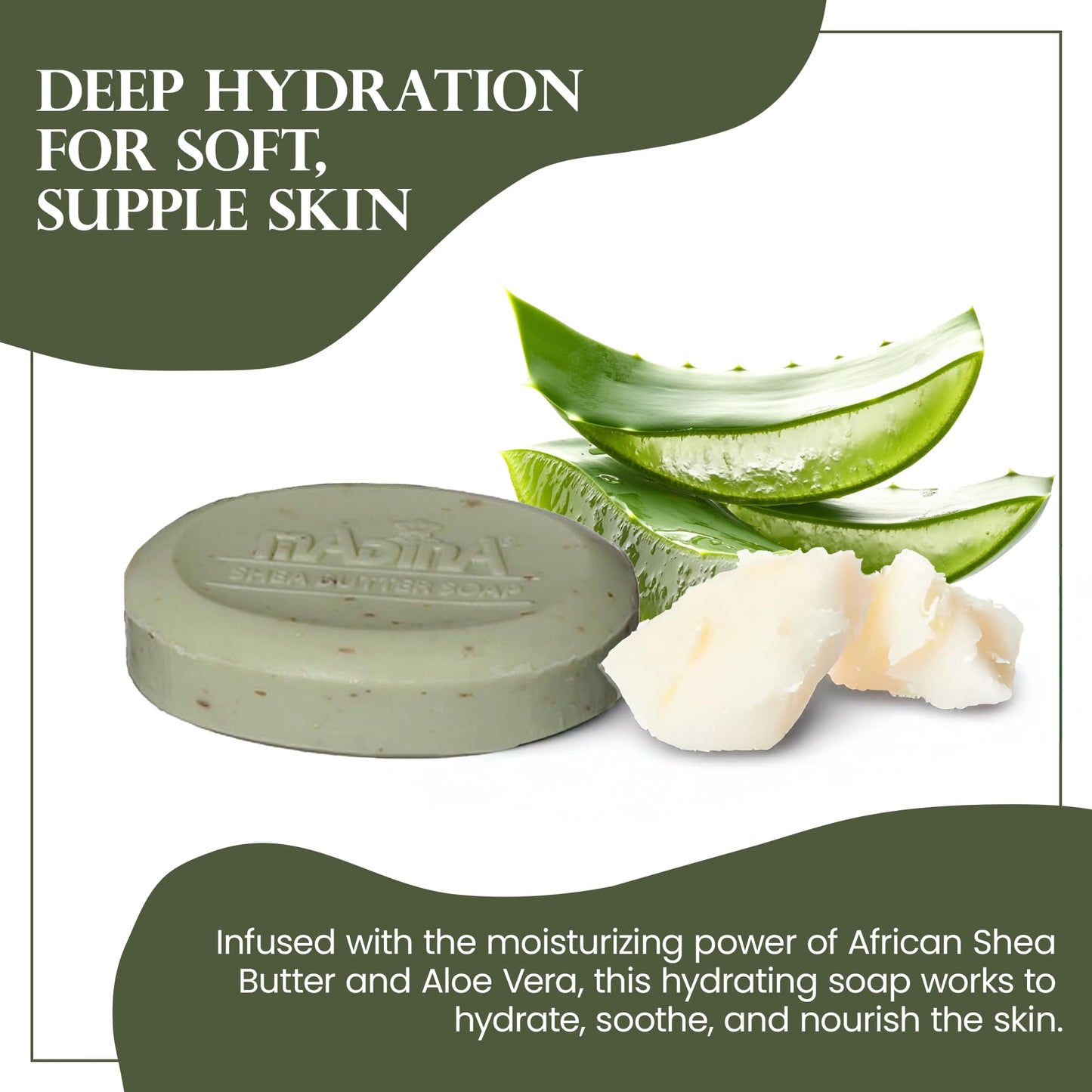 Madina African Black Soap Bar — Shea Butter & Aloe 6-Pack
