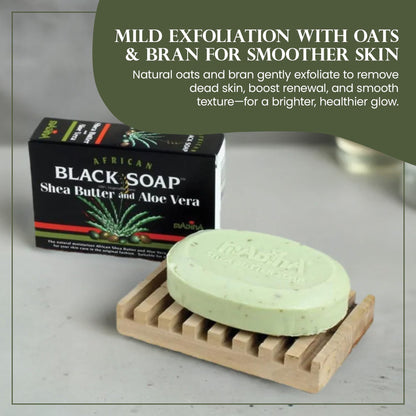 Madina African Black Soap Bar — Shea Butter & Aloe 6-Pack