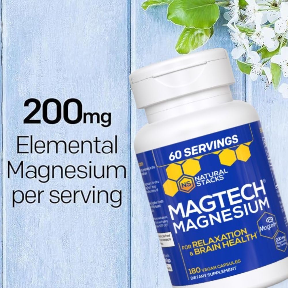 MagTech Magnesium Complex - 3-Form Magnesium (Magtein L-Threonate, Glycinate & Taurate) 200mg, 180 Capsules | NATURAL STACKS - Calm Era