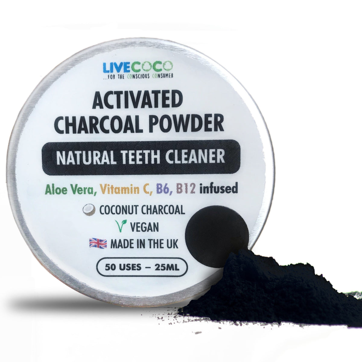 LiveCoco Activated Charcoal Teeth Cleaning Powder