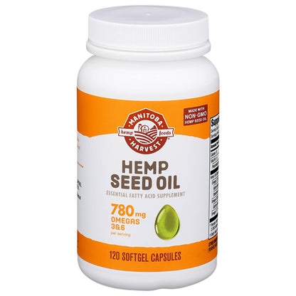 Manitoba Harvest Hemp Seed Oil Softgels — 780mg Omegas 3 & 6, 120ct